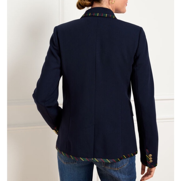 Talbots Navy Blue Ribbon Trim Academia Blazer - Picture 2 of 8
